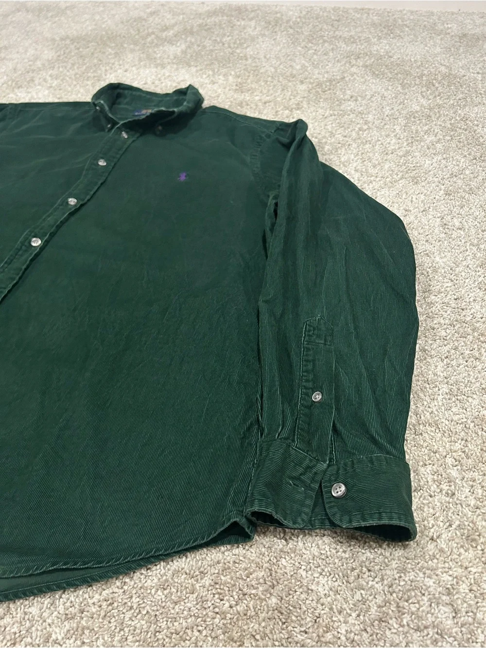 Polo Ralph Lauren Shirt Mens XL Corduroy Long Sleeve Green Classic Fit Button